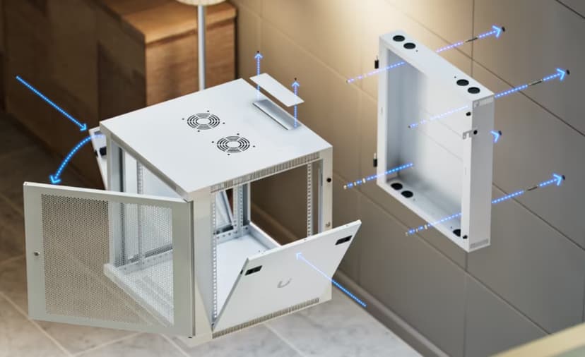 Ubiquiti 19" Rack Cabinet 12 U 70 cm Med Perforeret Frontdør Og Svingbar Bagdør