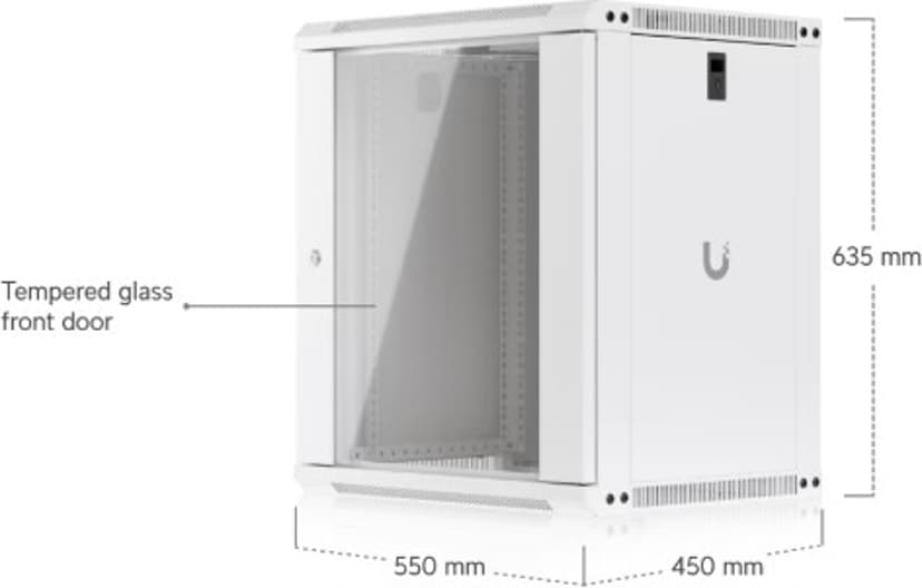 Ubiquiti 19" Rack Cabinet 12 U 45 cm med glassdør