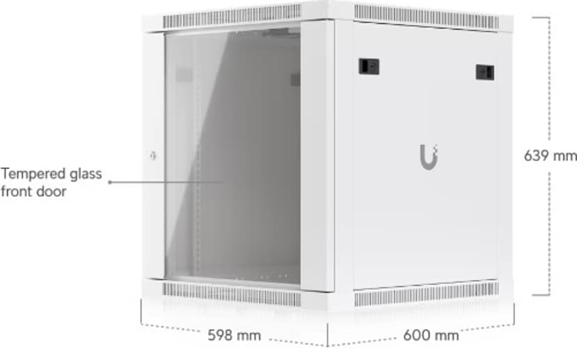 Ubiquiti 19 " Rack Cabinet 12 U 60 cm med glassdør