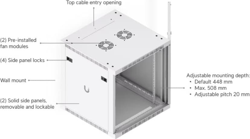 Ubiquiti 19" Rack Cabinet, 12 U, 60 cm, met geperforeerde deur