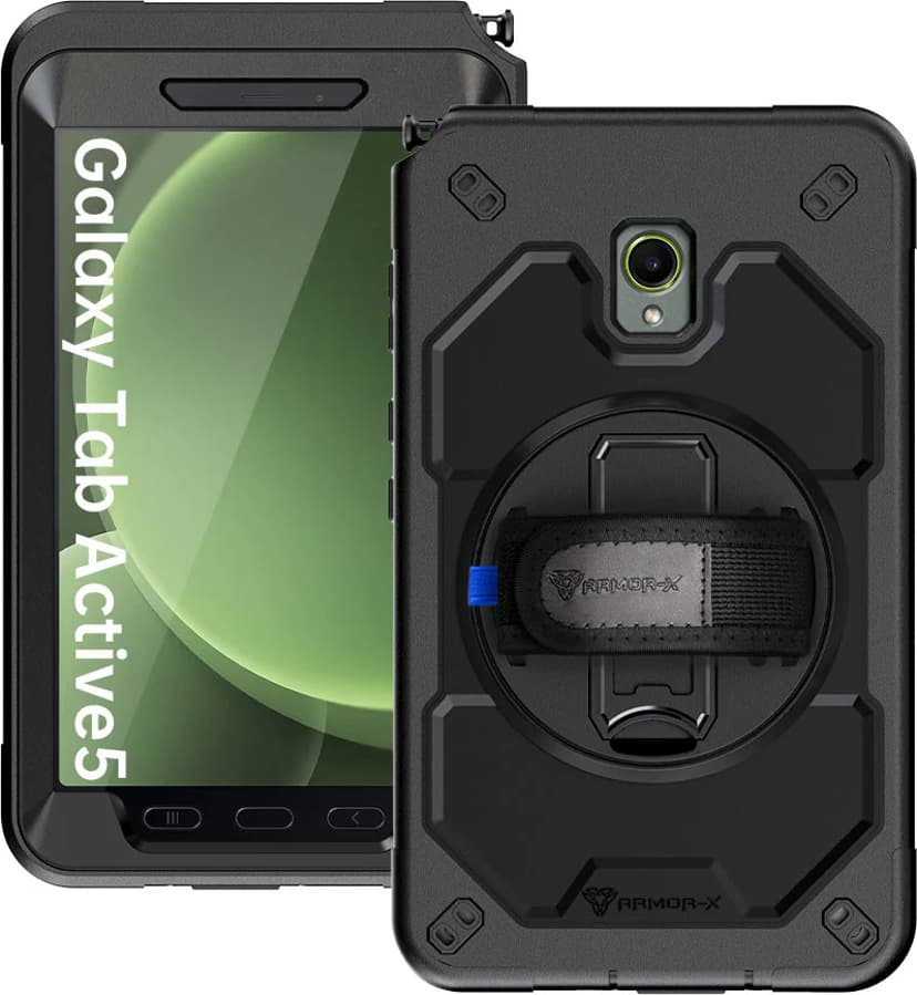 Armor-X Rainproof military grade rugged case with hand strap and kick-stand Samsung Galaxy Tab Active 5 Sort