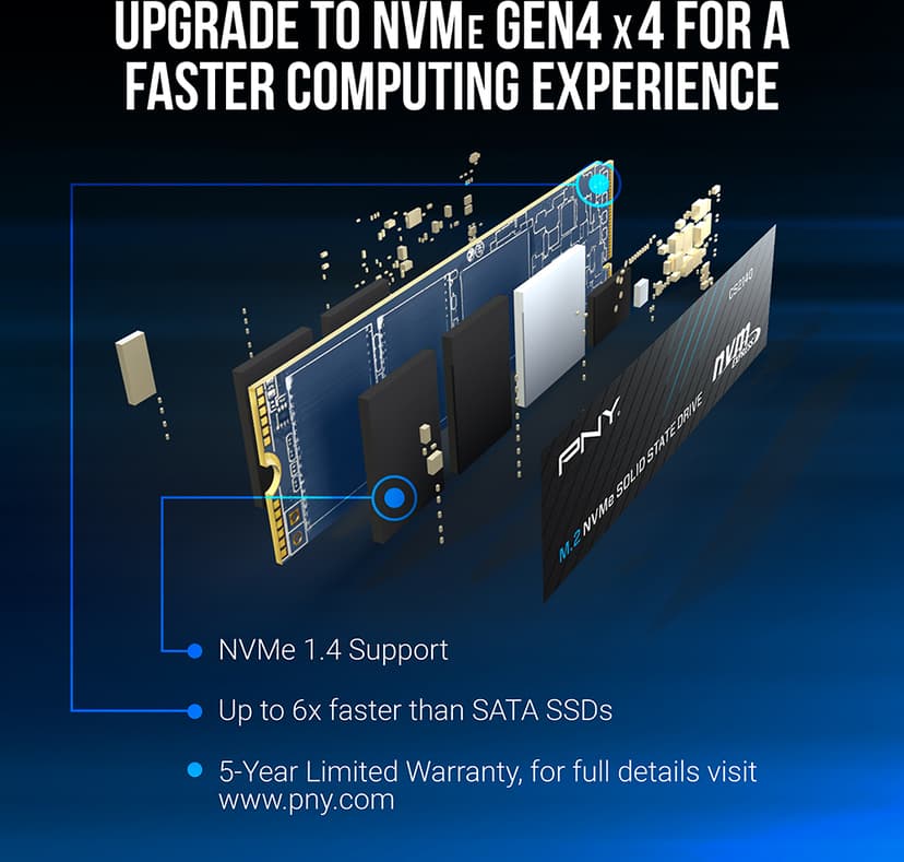 PNY CS2140 2 TB M.2 PCI Express 4.0 NVMe 3D NAND M.2 PCIe 4.0