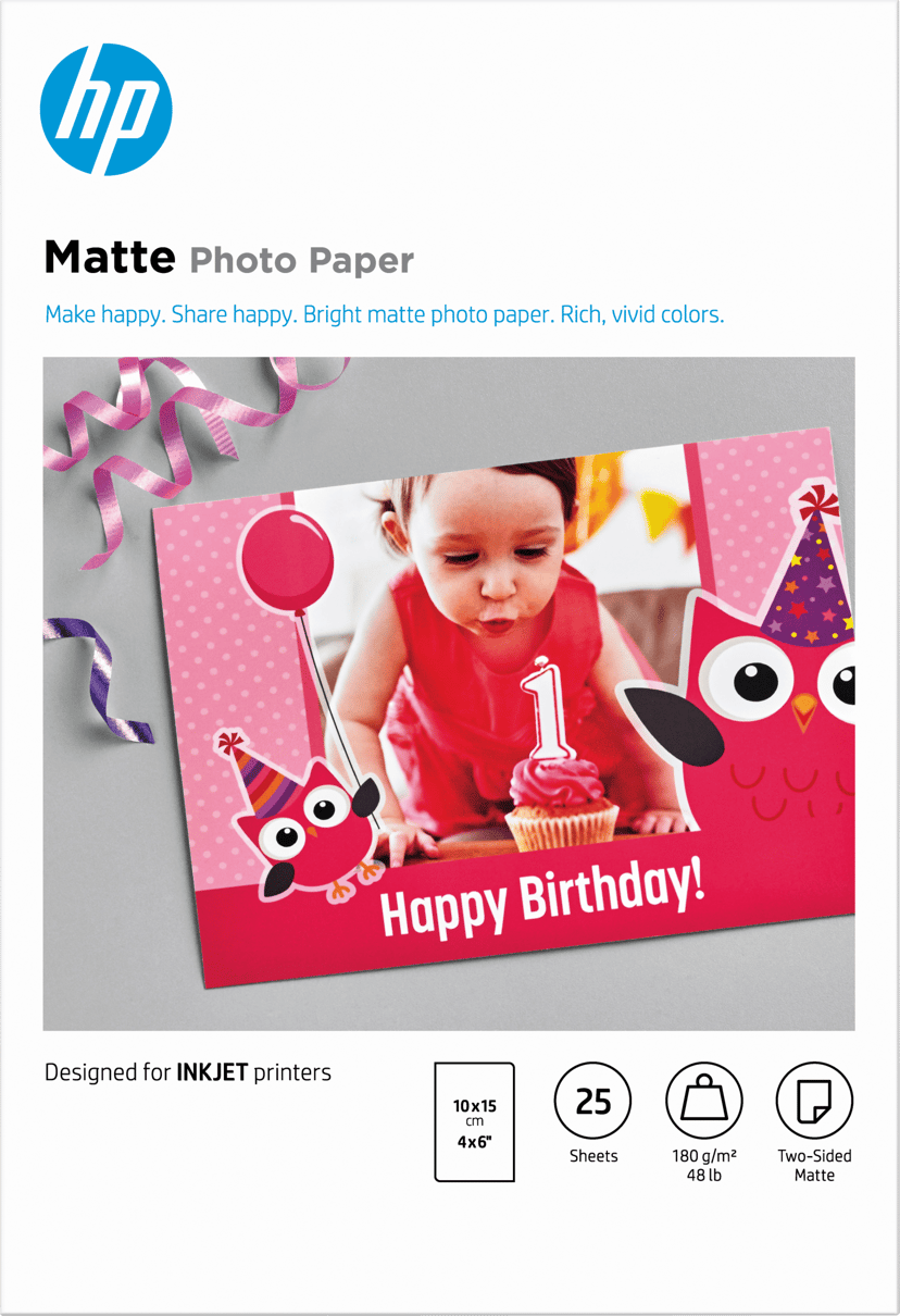 HP Papper Foto Matt FSC 10x15cm 180g 25-ark