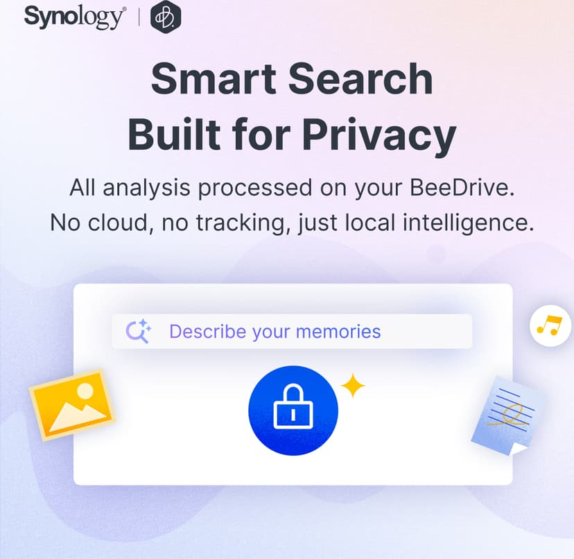 Synology BeeDrive 4TB, AI powered portable external SSD, Computer backup for Windows and Mac, Phone to computer transfer for iPhone and Android, AI file search, Deep Search USB-C Svart
