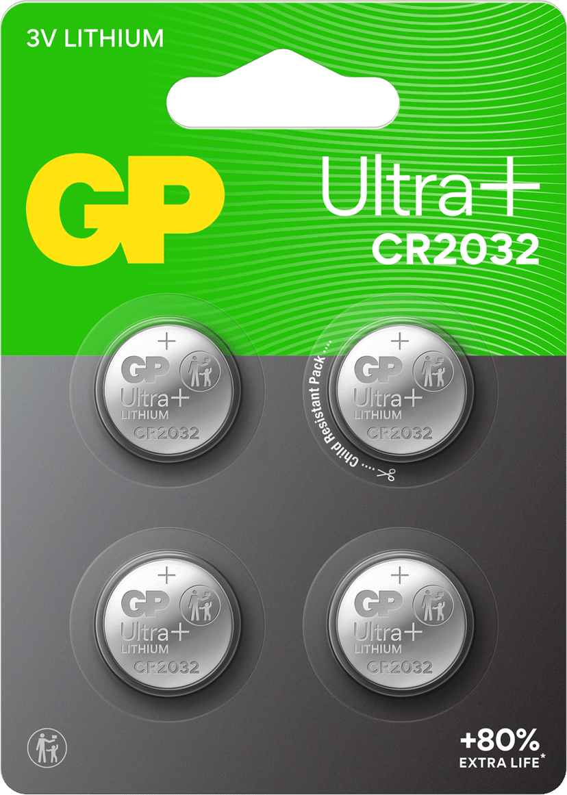 GP Nappiparisto Ultra Plus Litium CR2032 4 kpl