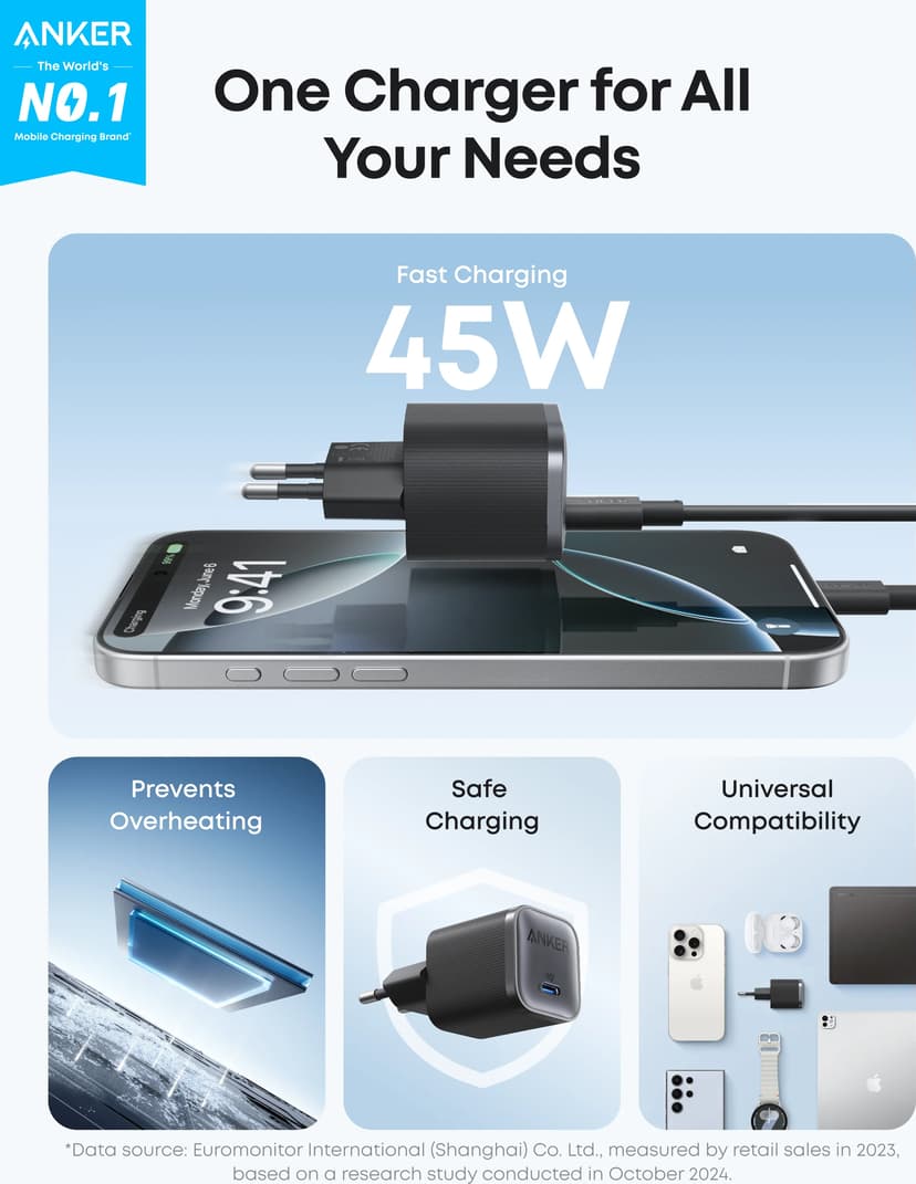 Anker Nano Charger 45W Sort