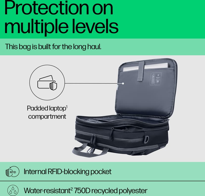HP Travel Plus Laptop Bag 14" 14.1" Polyester Blå, Grafit