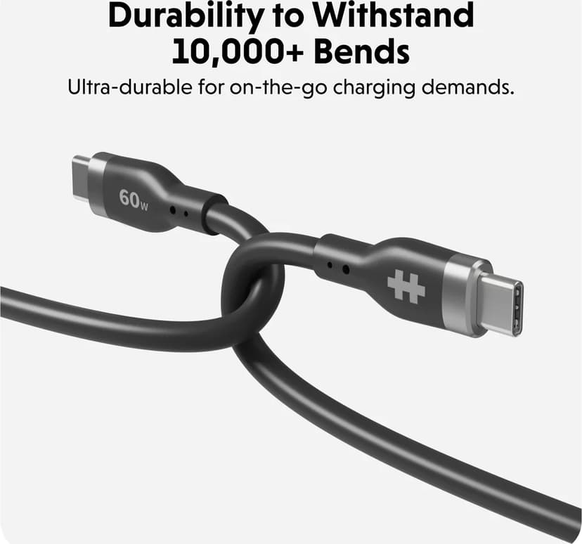 Targus HyperJuice 60W Silicone Cable 1.5m USB-C USB-C Svart