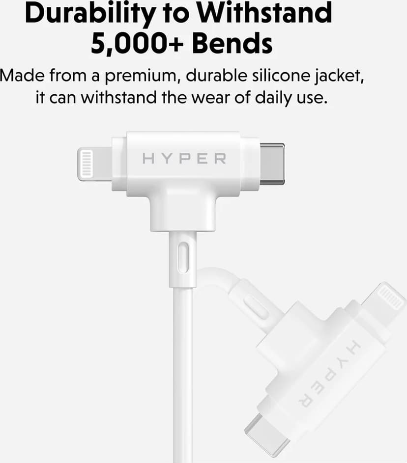 Targus HyperJuice Hybrid Silicone Cable 1.5m USB-C USB-C, Lightning Hvit