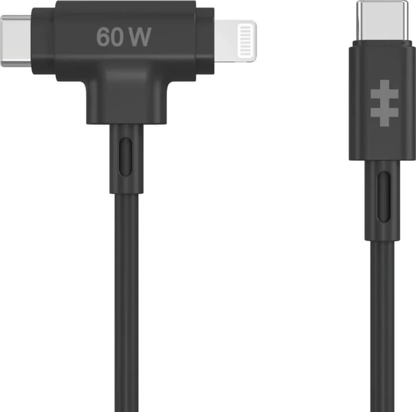 Targus HyperJuice Hybrid Silicone Cable 1.5m USB-C USB-C, Lightning Musta