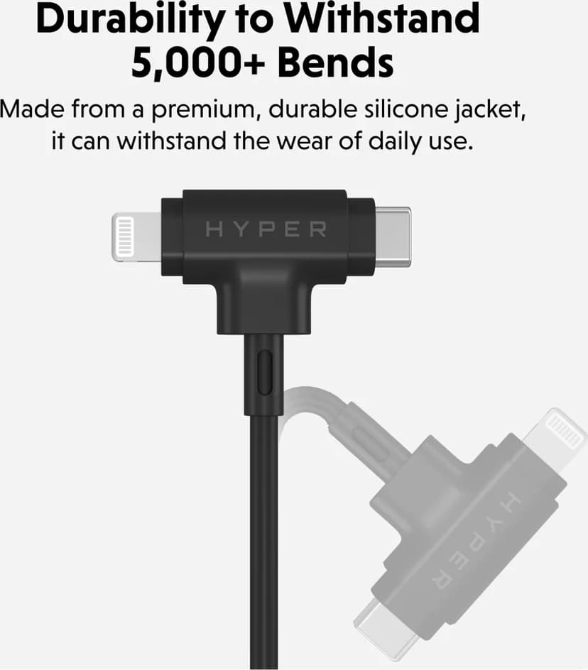 Targus HyperJuice Hybrid Silicone Cable 1.5m USB-C USB-C, Lightning Svart