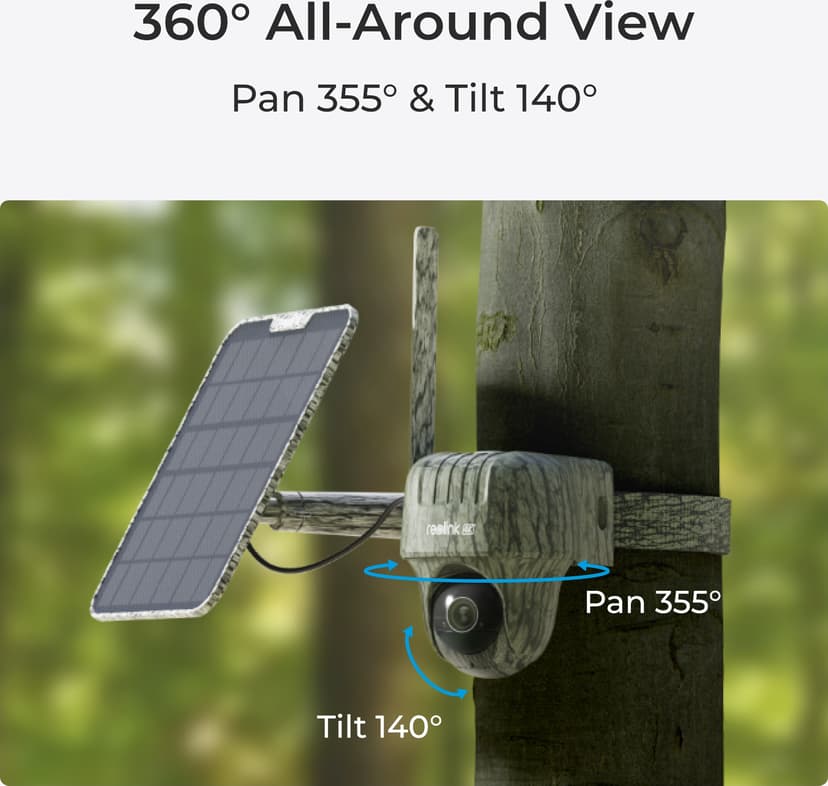 Reolink Go Ranger PT 8MP 4G PTZ Utendørskamera + Solcellepanel