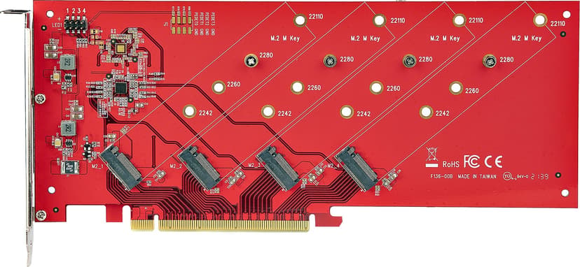 Startech StarTech.com QUAD-M2-PCIE-CARD-B grensesnittkort/-adapter Intern M.2