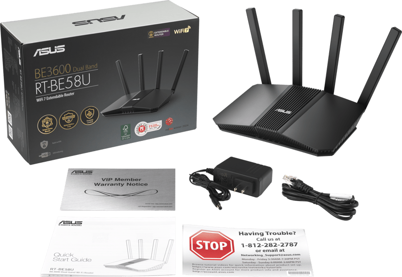 ASUS RT-BE58U V2 trådlös router 2.5 Gigabit Ethernet Dual-band (2,4 GHz / 5 GHz) Svart