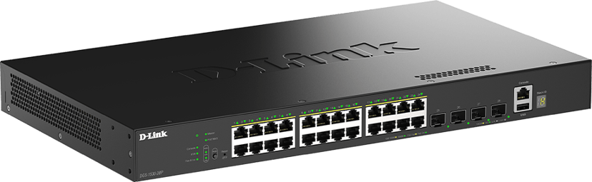 D-Link DGS-1530-28P/E verkkokytkin Hallittu L2 Gigabit Ethernet (10/100/1000) Power over Ethernet -tuki musta