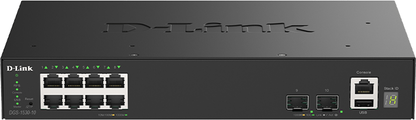D-Link DGS-1530-10 Håndtert L2 Gigabit Ethernet (10/100/1000) Sort