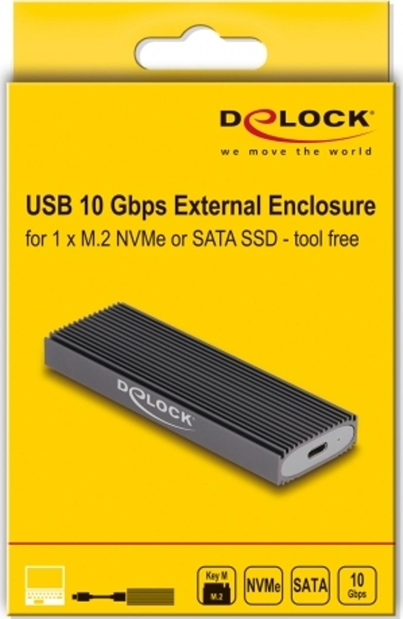 Delock External USB-C Combo Enclosure for M.2 NVMe PCIe or SATA SSD