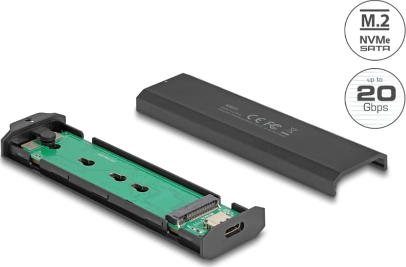 Delock External USB-C Combo Enclosure for M.2 NVMe PCIe or SATA SSD