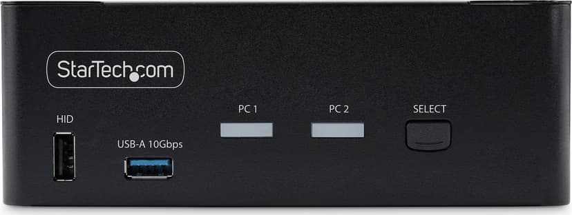 Startech StarTech.com 2-portars KVM-switch för dubbla bildskärmar, 8K 60 Hz / 4K 144 Hz, DP 1.4, 2x USB 10 Gbps-portar, 4x USB HID-portar, snabbtangentväxling, TAA-kompatibel