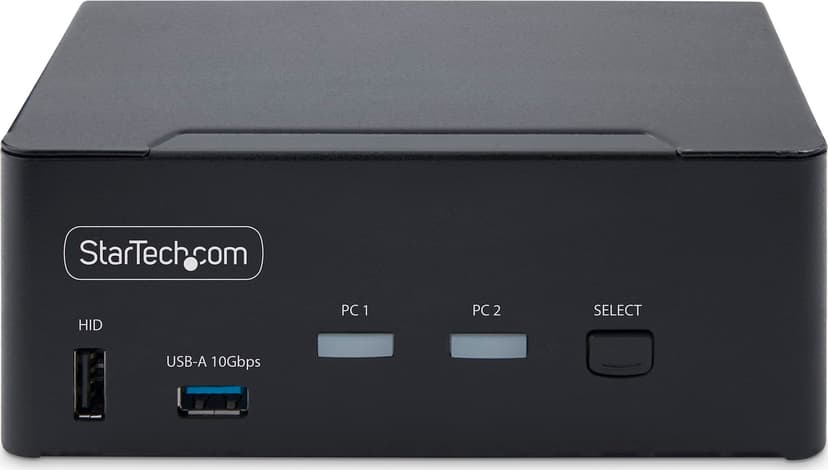 Startech StarTech.com 2-portars KVM-switch för dubbla bildskärmar, 8K 60 Hz / 4K 144 Hz, DP 1.4, 2x USB 10 Gbps-portar, 4x USB HID-portar, snabbtangentväxling, TAA-kompatibel