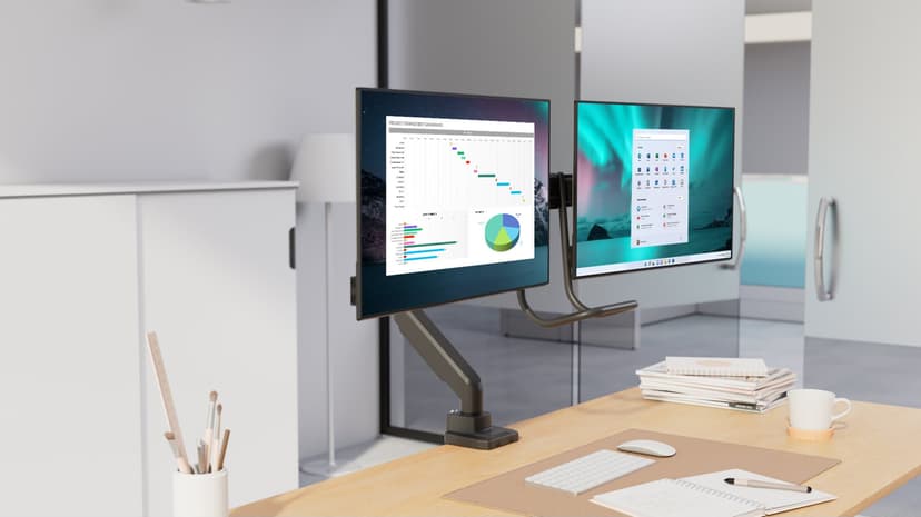 Kensington SmartFit Dual Monitor Arm with Crossbar and Handle