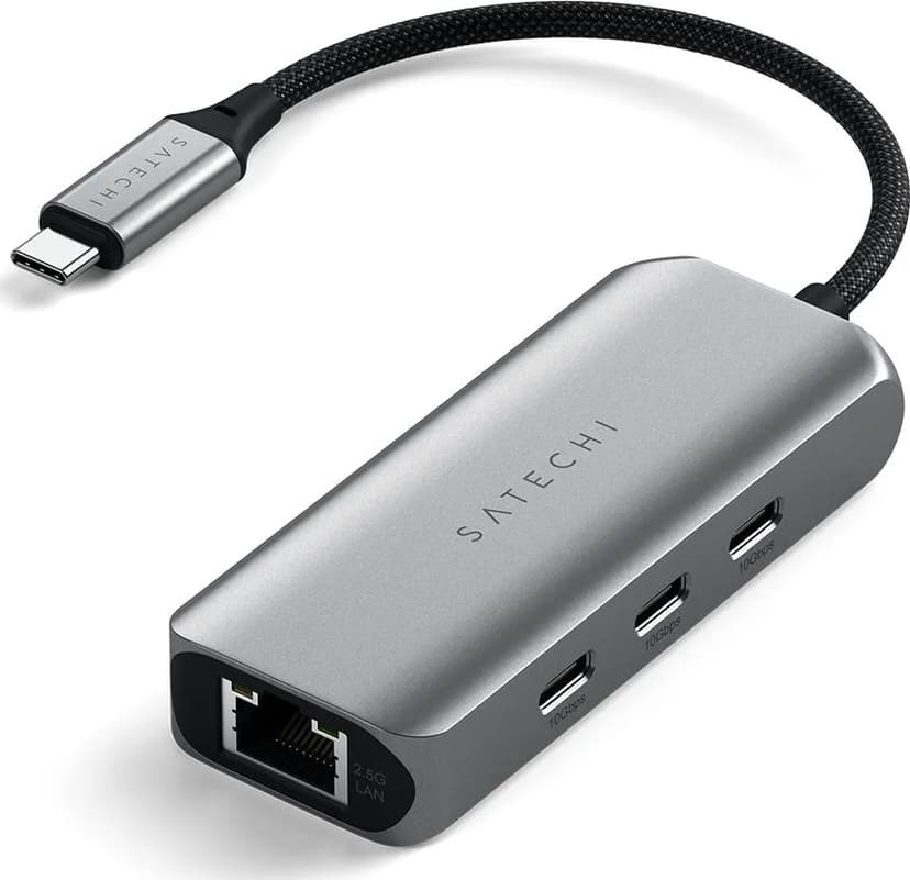Satechi 4-in-1 USB-C-keskitin, jossa on 2,5 Gigabit Ethernet -yhteyskäytävä USB-C