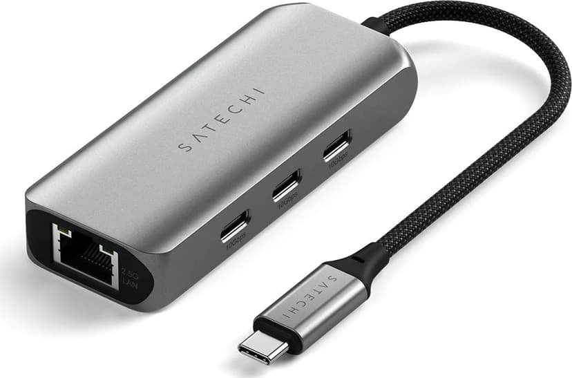 Satechi 4-in-1 USB-C-keskitin, jossa on 2,5 Gigabit Ethernet -yhteyskäytävä USB-C