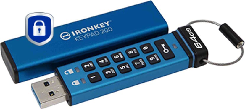Kingston Ironkey Keypad 200 64GB USB-A Sininen