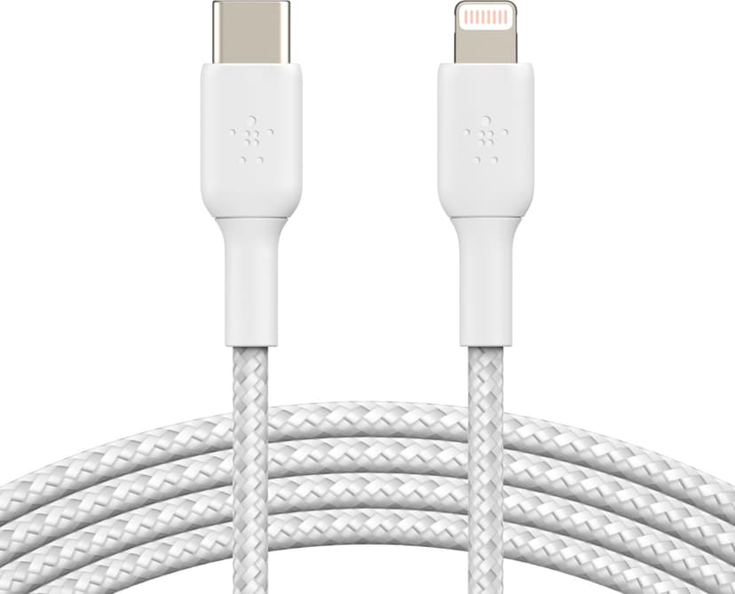 Belkin Lightning To USB-C Cable Raided 2m Valkoinen