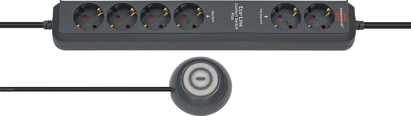 Brennenstuhl Eco-Line Comfort Switch förlängningssladdar 2 m 6 AC-utgångar Antracit