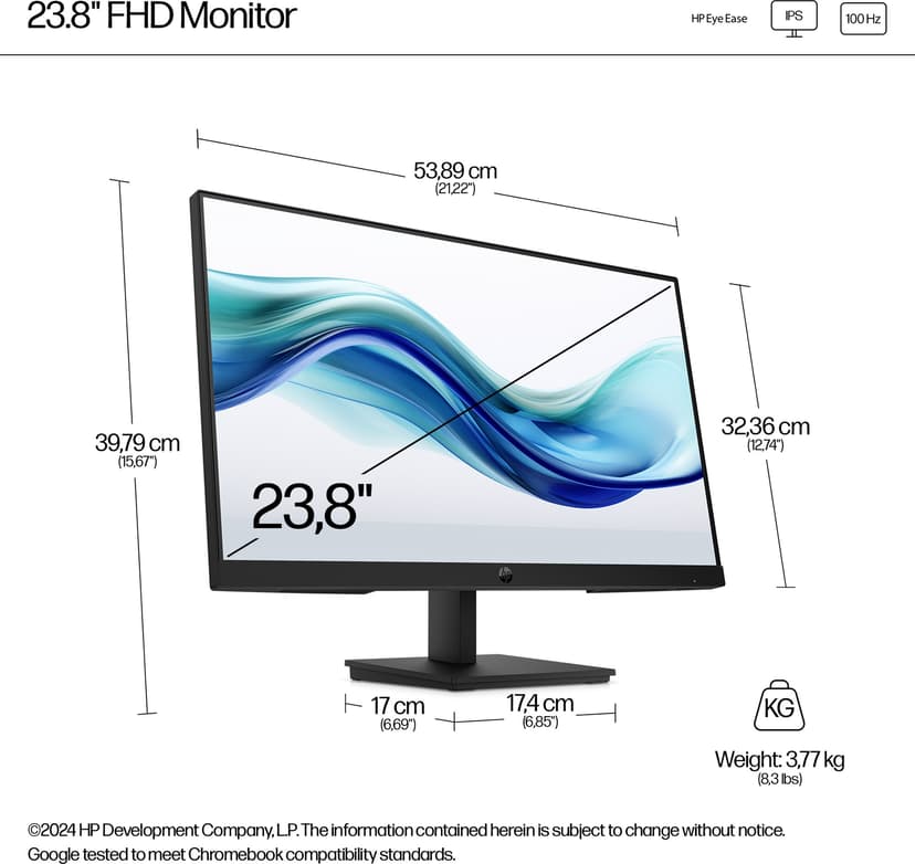 HP 324pf Series 3 Pro - (Löytötuote luokka 2) 23.8" 1920 × 1080pixels IPS 16:9 100Hz