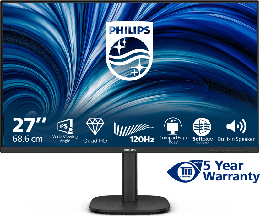 Philips 27B2N3500J 27" QHD IPS 16:9 - (Kuppvare klasse 2) 27, 27 inch/68.6 cm" 2560 × 1440pixels IPS 16:9 120Hz