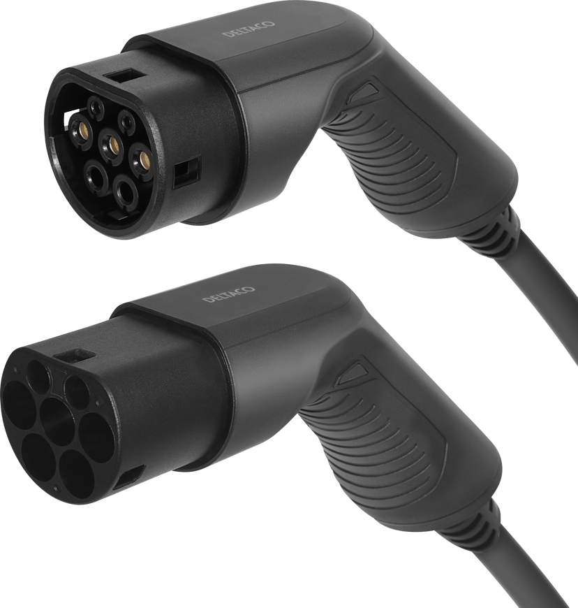 Deltaco E-charge, Cable Type 2 - Type 2, 1 Phase, 32a, 5m - (Fyndvara klass 2) 5m