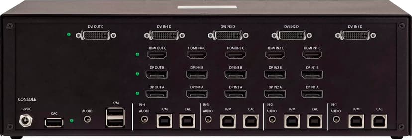 Startech StarTech.com Secure 4-portars KVM-switch för fyra bildskärmar, HDMI/DisplayPort/DVI, NIAP 4.0 Desktop KVM, metallhölje, CAC-port, tillverkad i USA