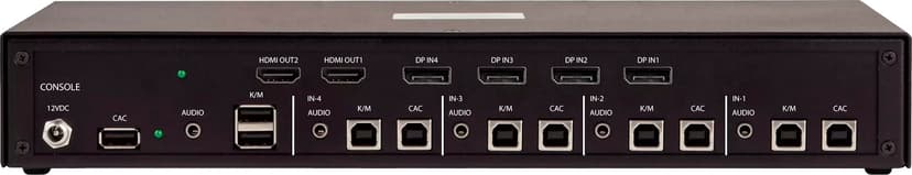 Startech StarTech.com Säker 4-portar KVM-switch för två bildskärmar, 1x DisplayPort in till 2x HDMI ut, 4K 30 Hz, NIAP 4.0 Desktop KVM, metallhölje, CAC, tillverkad i USA