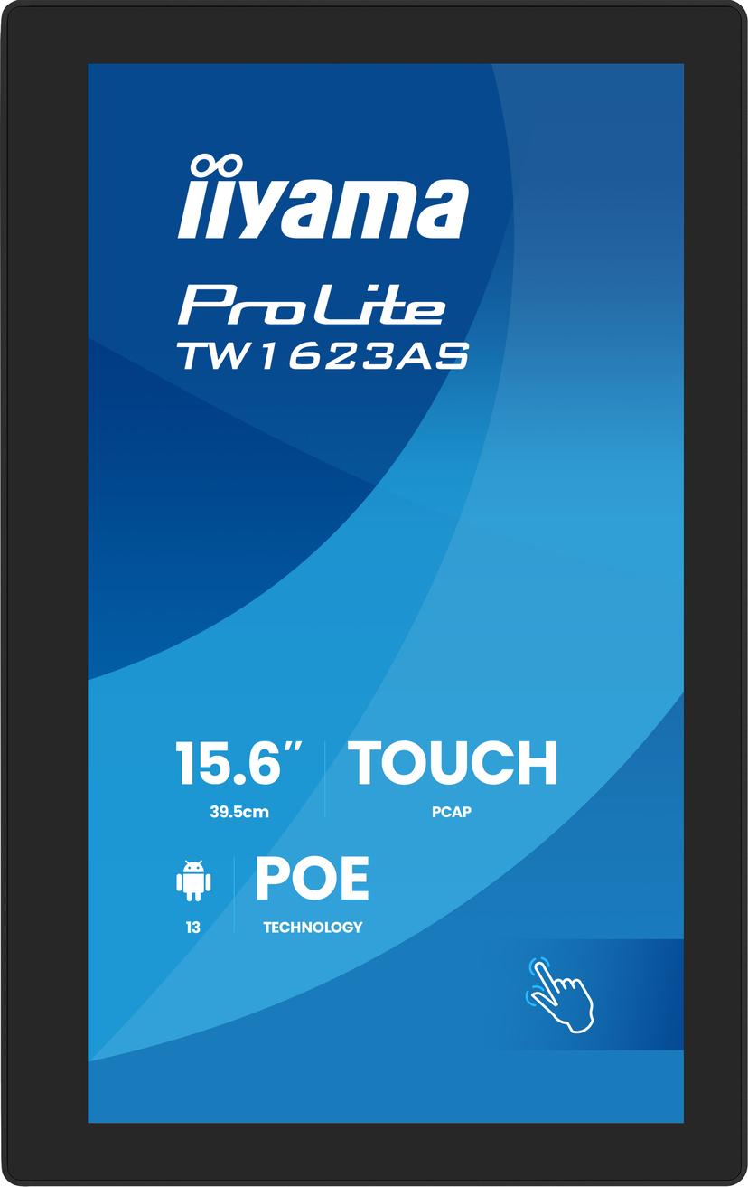 iiyama ProLite TW1623AS-B3P 15,6-tommers IPS Full HD berøringsskjerm, Android, svart 15.6" 1920 × 1080pixels IPS 16:9