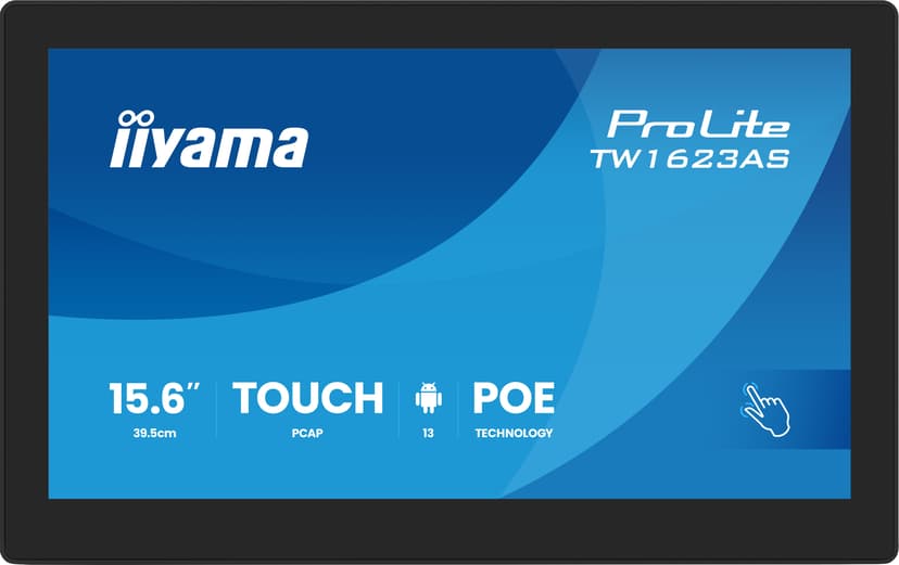 iiyama ProLite TW1623AS-B3P 15,6 tuuman IPS FHD-kosketusnäyttö, Android, musta 15.6" 1920 × 1080pixels IPS 16:9