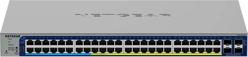 Netgear GS752TXUP hanterad Gigabit Ethernet (10/100/1000) Strömförsörjning via Ethernet (PoE) stöd 1U Grå
