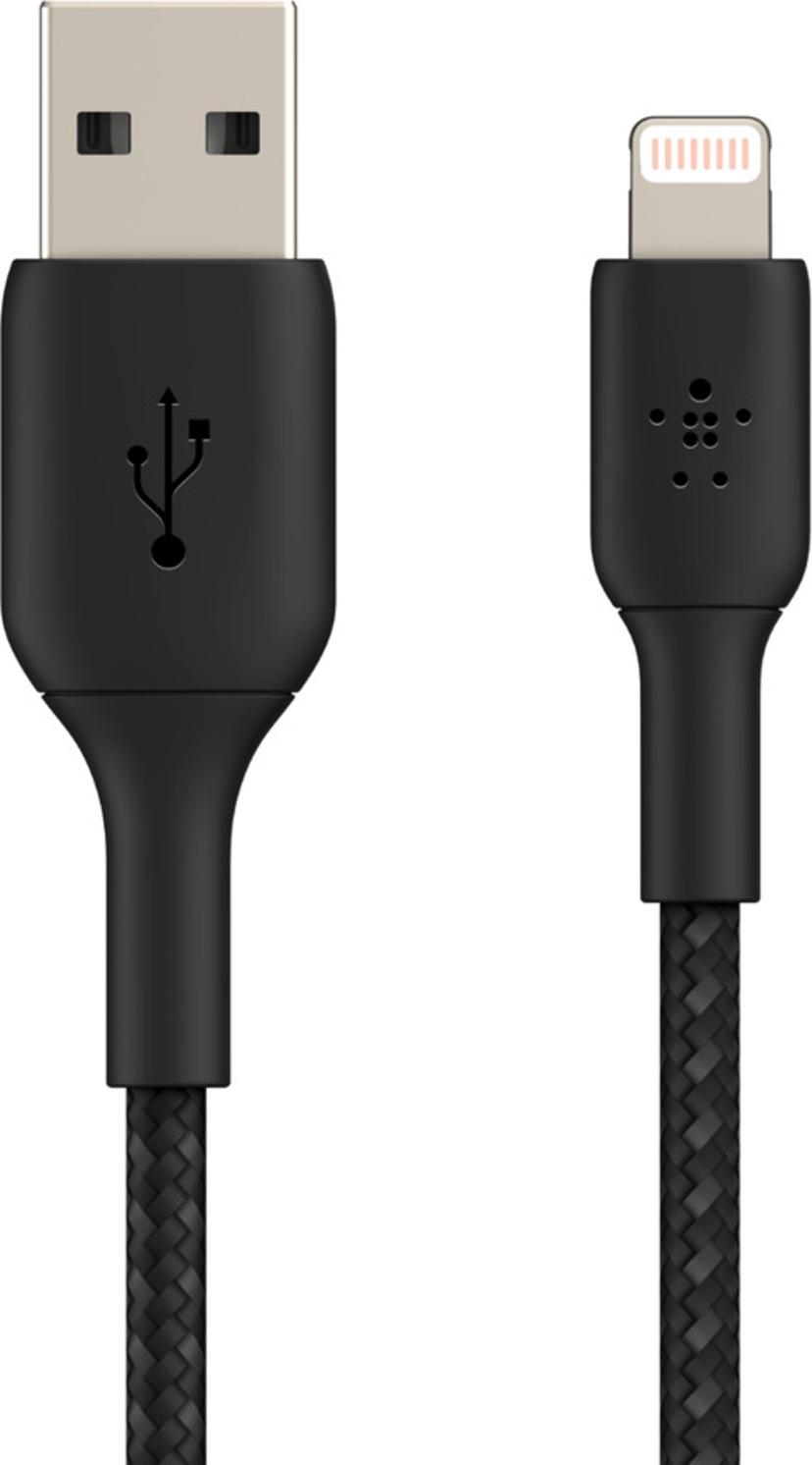 Belkin Lightning To USB-A Cable Braided 1m Svart