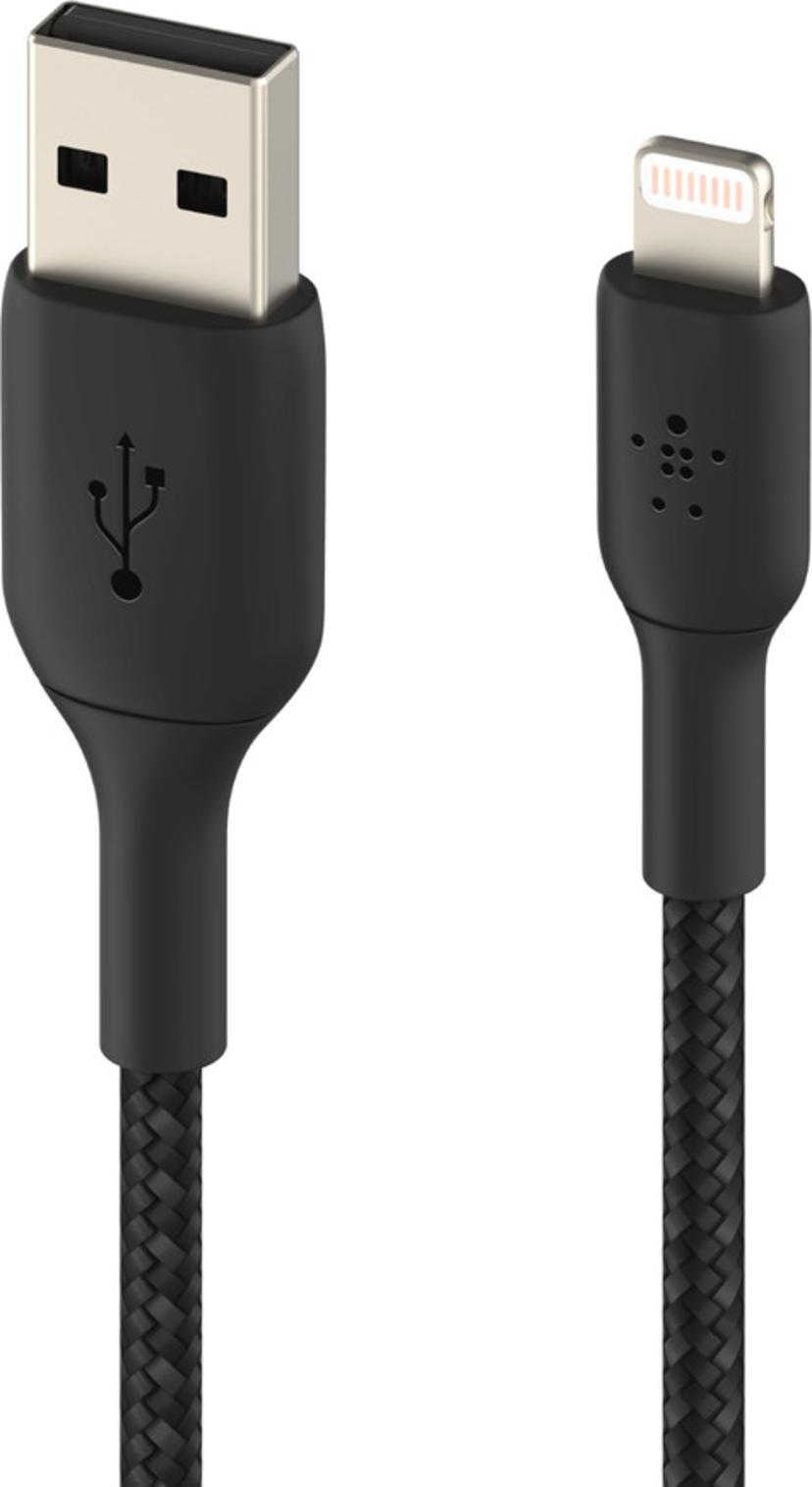 Belkin Lightning To USB-A Cable Braided 1m Svart