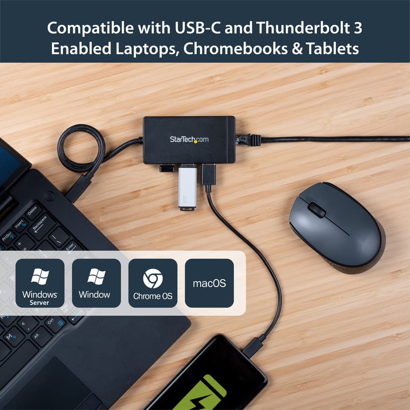 Startech 3 Port USB 3.0 Hub with USB-C and GbE