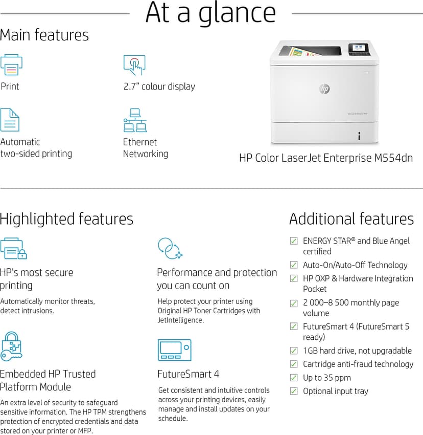 HP LaserJet Enterprise M554dn A4- (Kuppvare klasse 2)