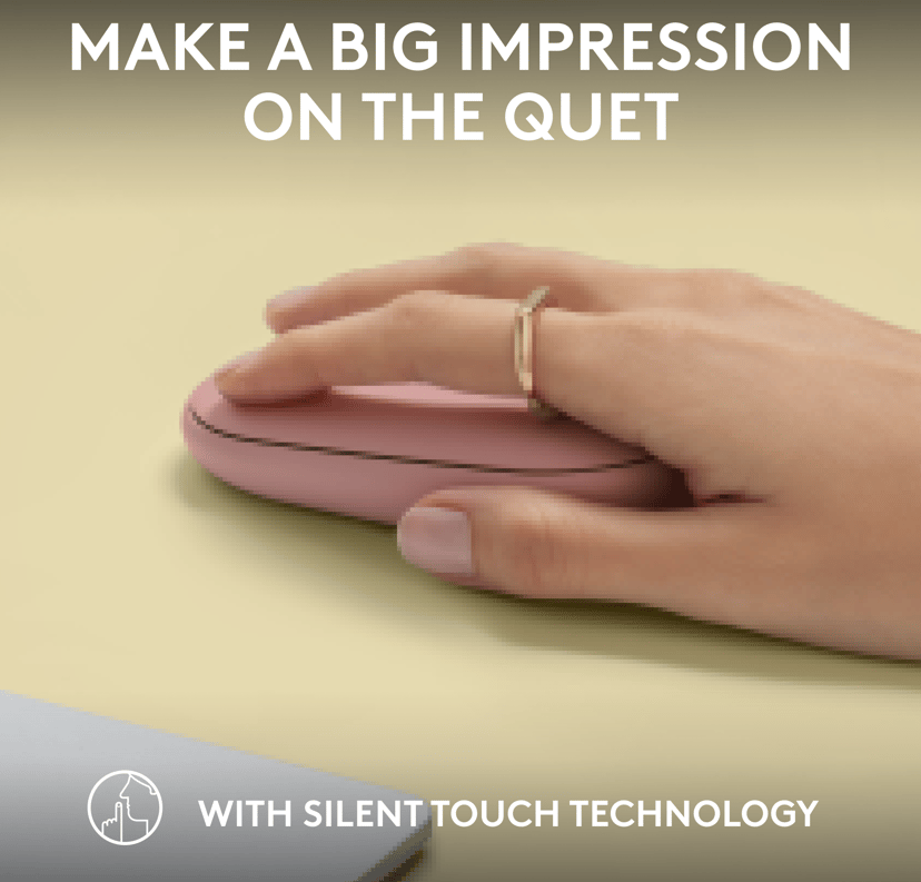 Logitech Pebble Mouse 2 M350s RF Wireless + Bluetooth Hiiri Vaaleanpunainen