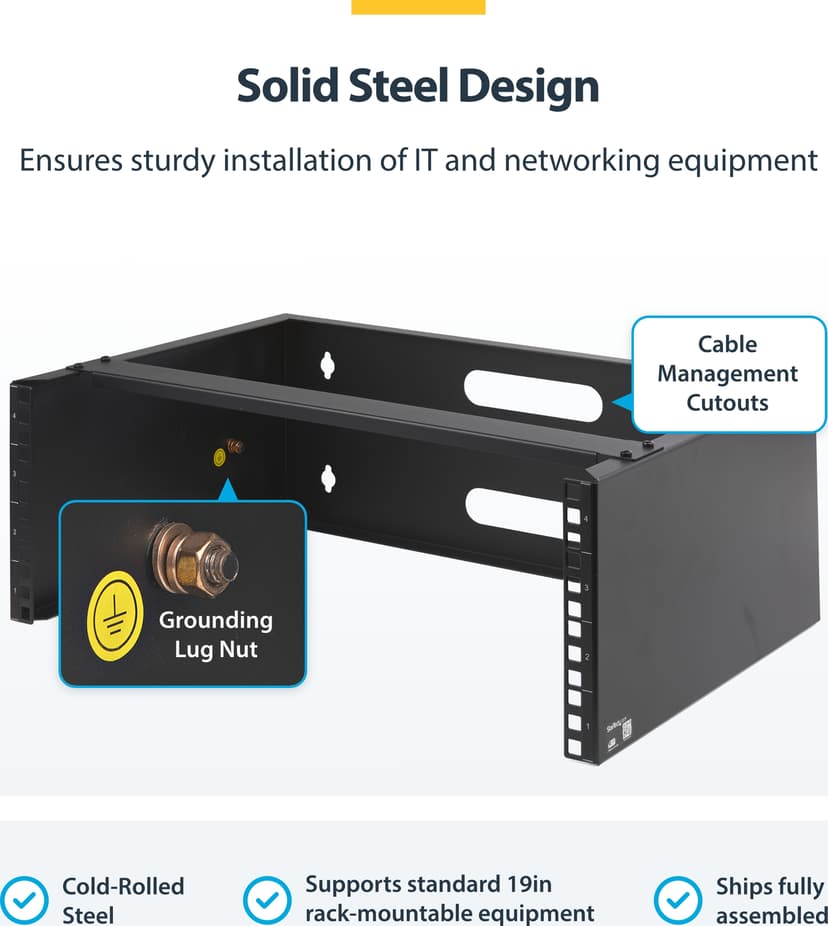 Startech StarTech.com WALLMOUNT4 palvelinteline 4U Seinään asennettava laitekehikko musta