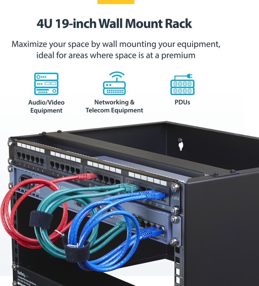 Startech StarTech.com WALLMOUNT4 palvelinteline 4U Seinään asennettava laitekehikko musta