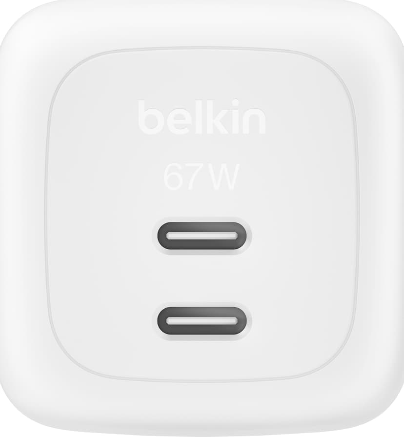 Belkin Dual USB-C GaN Wall Charger 67W Valkoinen