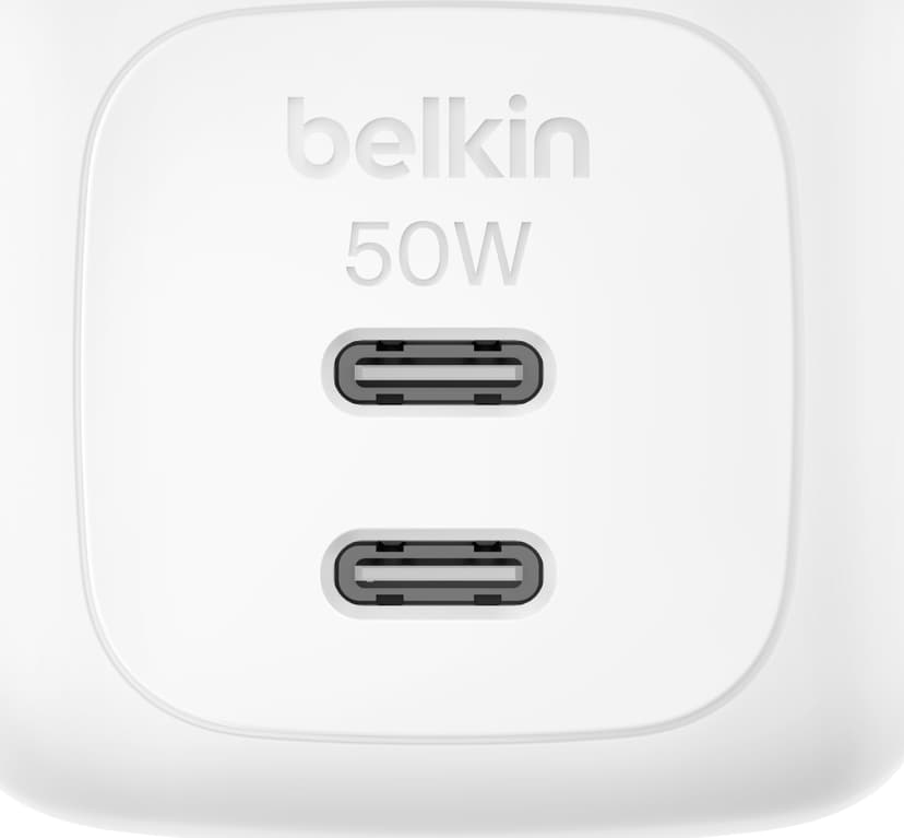 Belkin Dual USB-C GaN Wall Charger 50W Vit