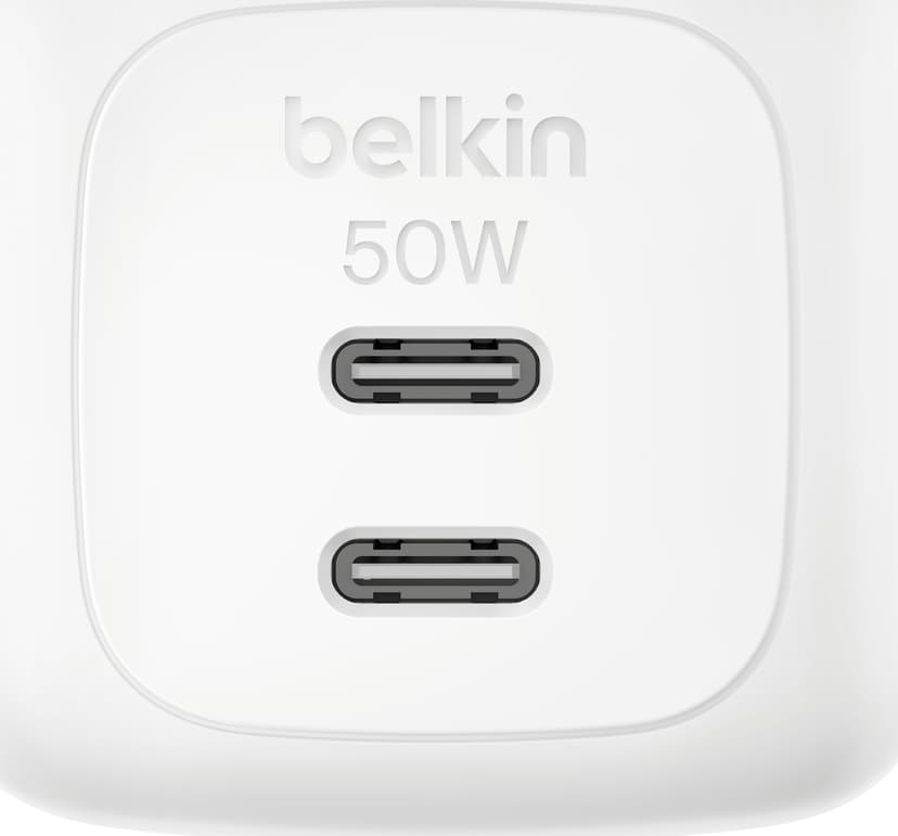 Belkin Dual USB-C GaN Wall Charger 50W Hvit