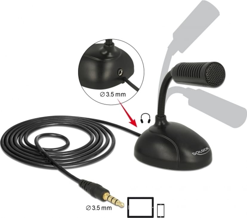 Delock Condenser Microphone Omni-directional For Smartphone/Tablet
