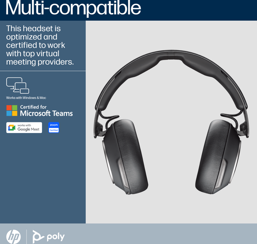 HP Voyager Surround 80 Stereo USB-A, USB-C Microsoft Teams Svart